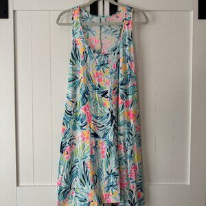 This is a Lilly Pulitzer tank top with a vibrant, tropical-inspired floral print